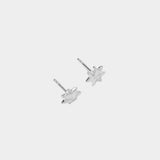 Sun Stud Earrings Sterling Silver Wolf Circus flat lay silver sunburst stud earrings
