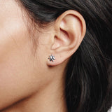 Sun Stud Earrings Sterling Silver Wolf Circus worn on ear small sunburst stud detail
