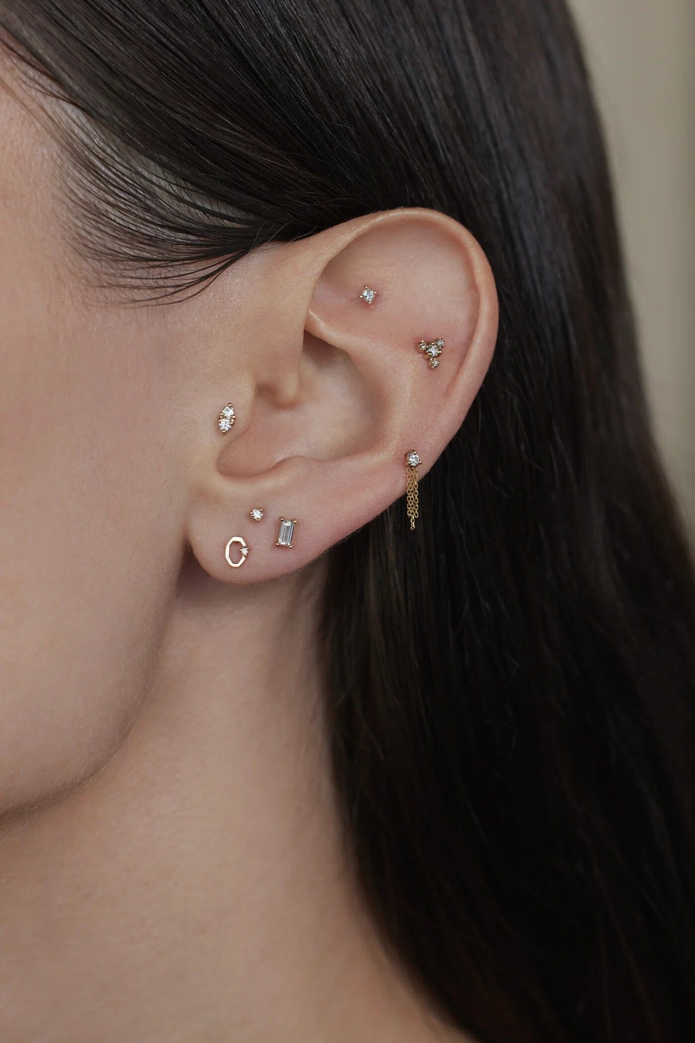 Wwake - Diamond Octagon Frame Stud - Earrings - YUCCA, artistic jewelry for women, unique jewelry denver.