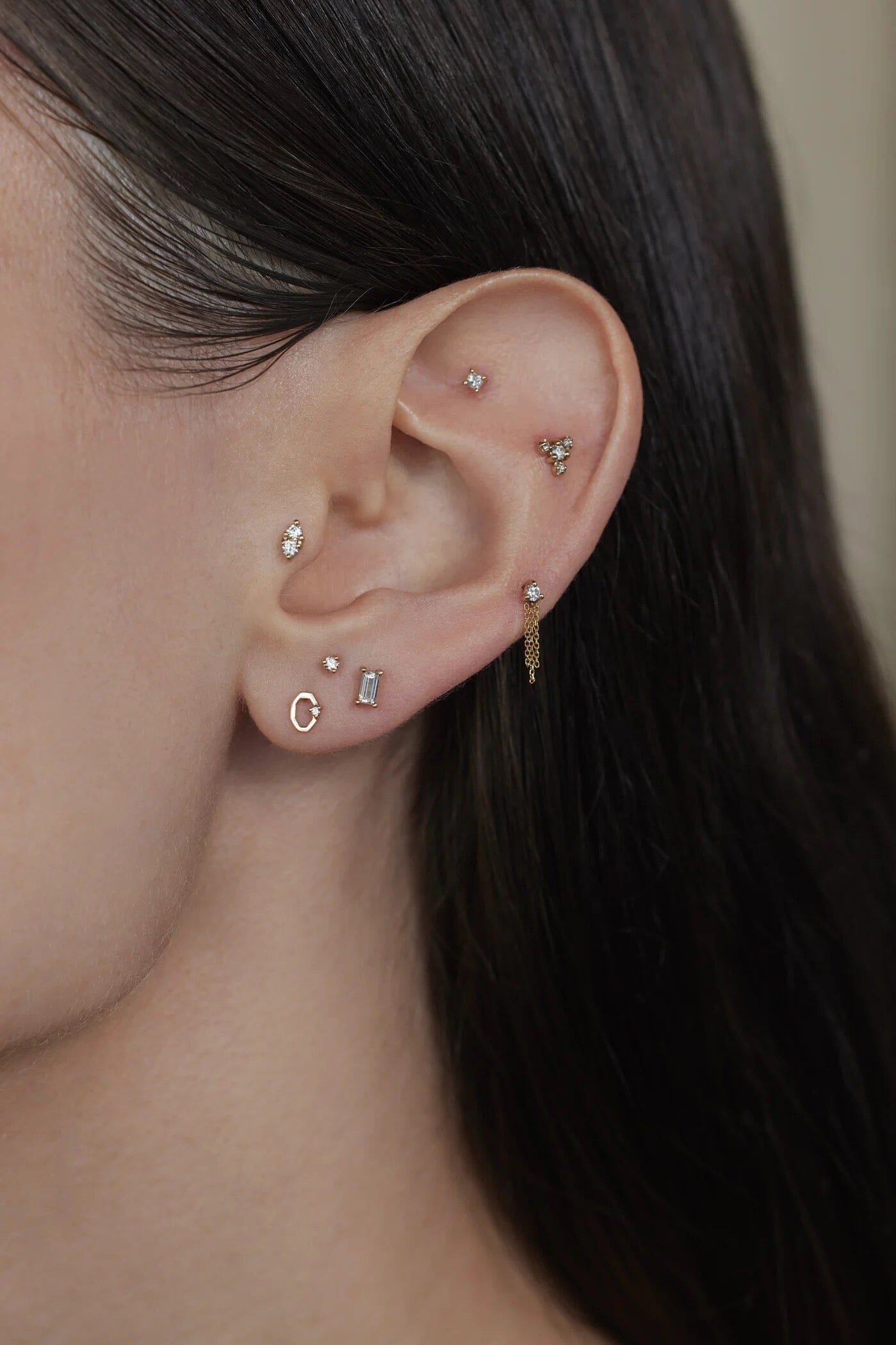 Wwake - Diamond Octagon Frame Stud - Earrings - YUCCA, artistic jewelry for women, unique jewelry denver.