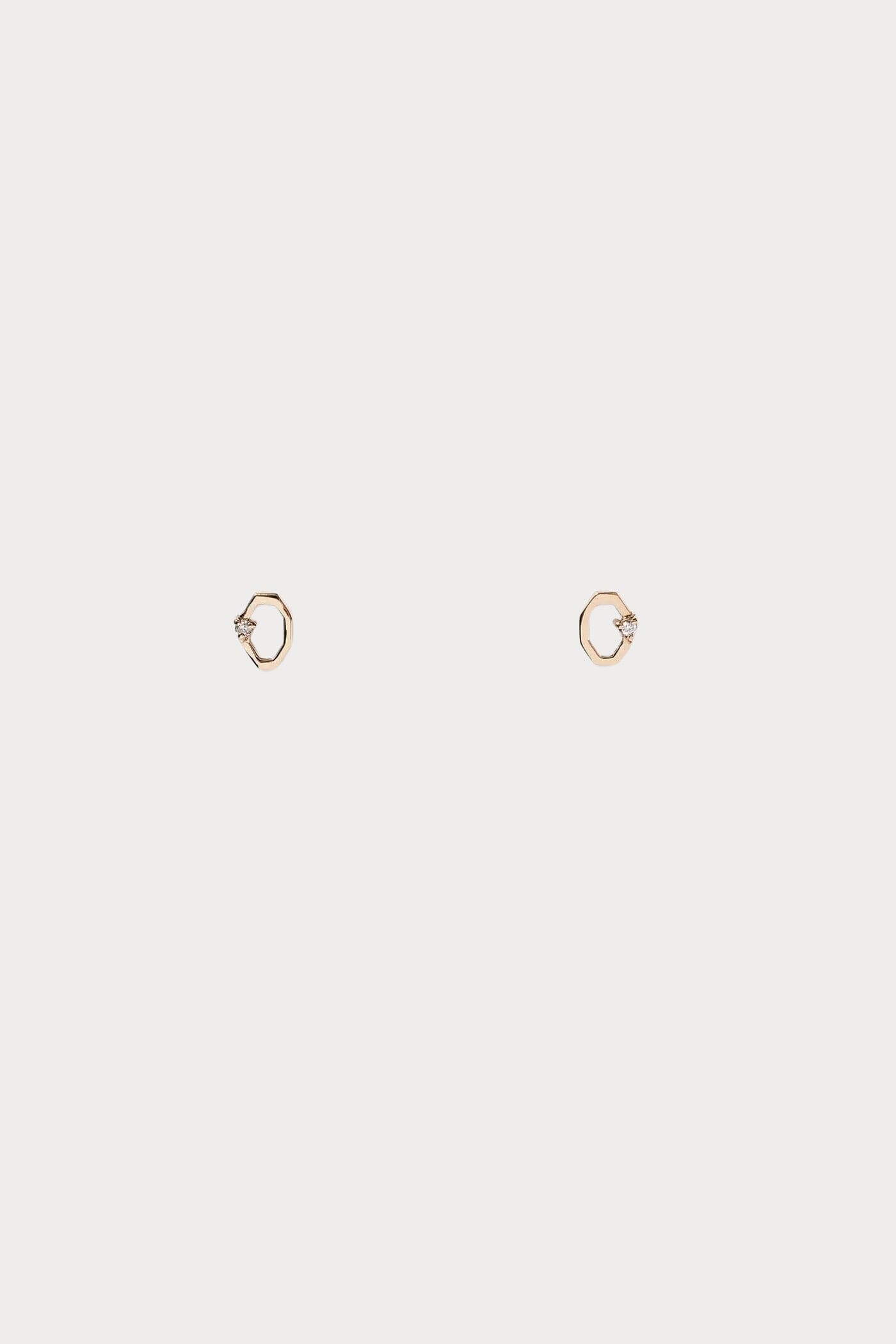 Wwake - Diamond Octagon Frame Stud - Earrings - YUCCA, artistic jewelry for women, unique jewelry denver.