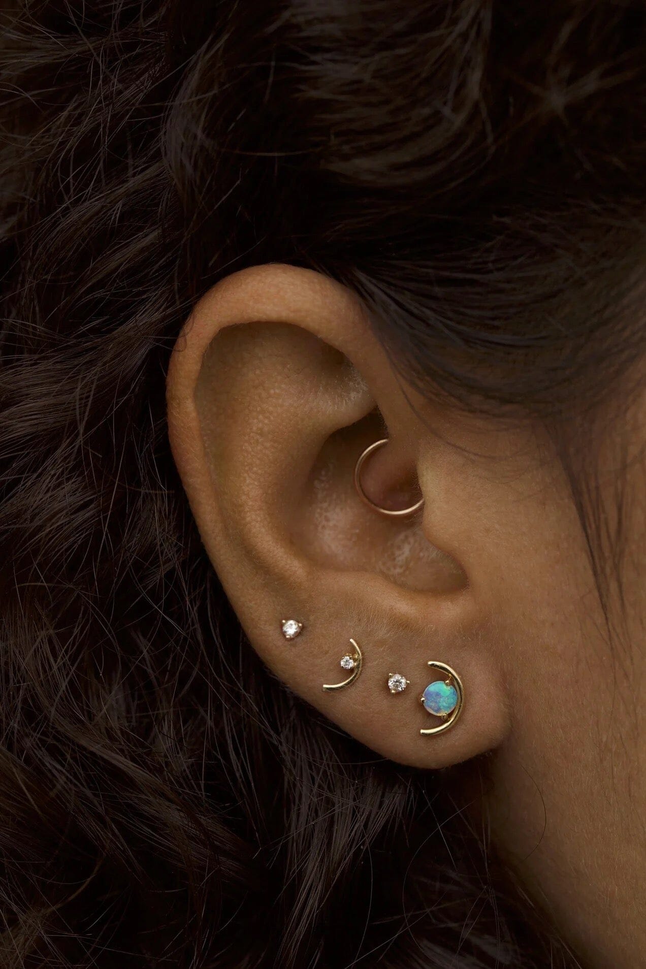 Wwake - Large Opal Arc Earring - Earrings - YUCCA, artistic jewelry for women, boutique near me.