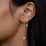 Wwake- Long Pearl Shower Earring - Earrings - YUCCA, artistic jewelry for women, boutique near me, unique jewelry denver.