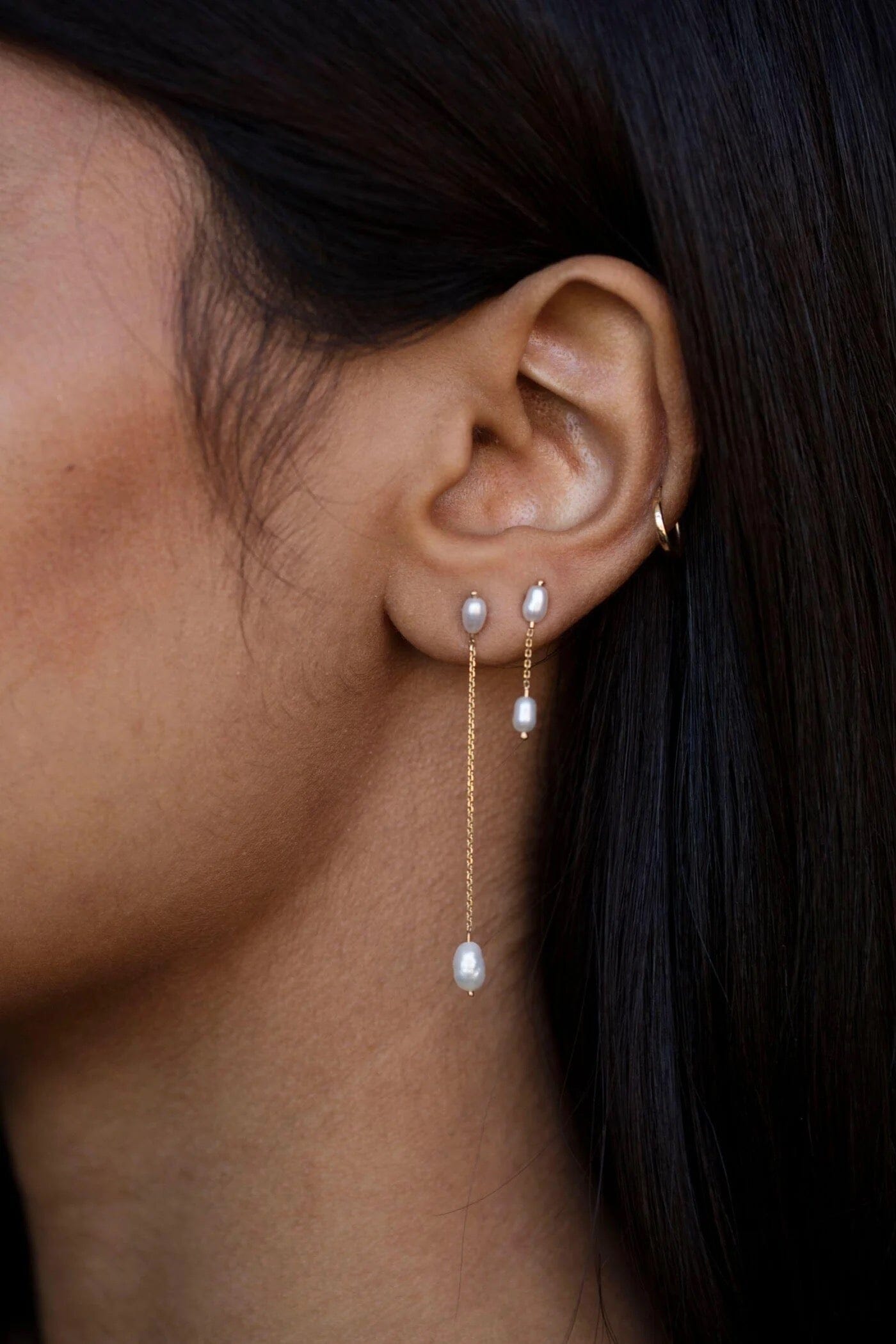 Wwake- Long Pearl Shower Earring - Earrings - YUCCA, artistic jewelry for women, boutique near me, unique jewelry denver.