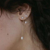 Wwake- Long Pearl Shower Earring - Earrings - YUCCA, artistic jewelry for women, boutique near me, unique jewelry denver.