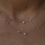 WWAKE opal and diamond linear chain necklace in recycled 14k yellow gold