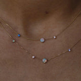 WWAKE opal and diamond linear chain necklace in recycled 14k yellow gold