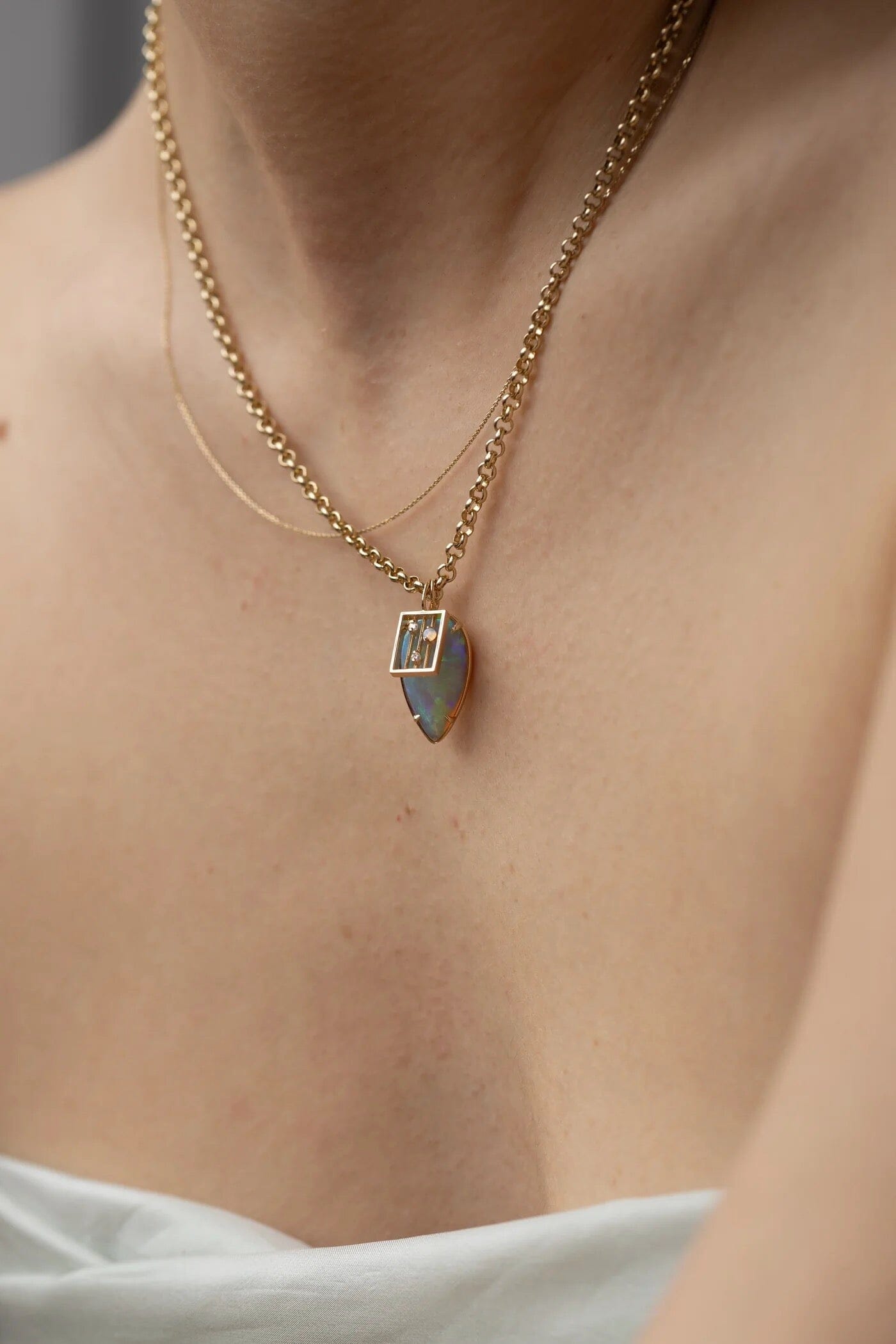 Wwake - Opal Drift Necklace - Necklaces - YUCCA, Artistic jewelry for women, boutique near me.