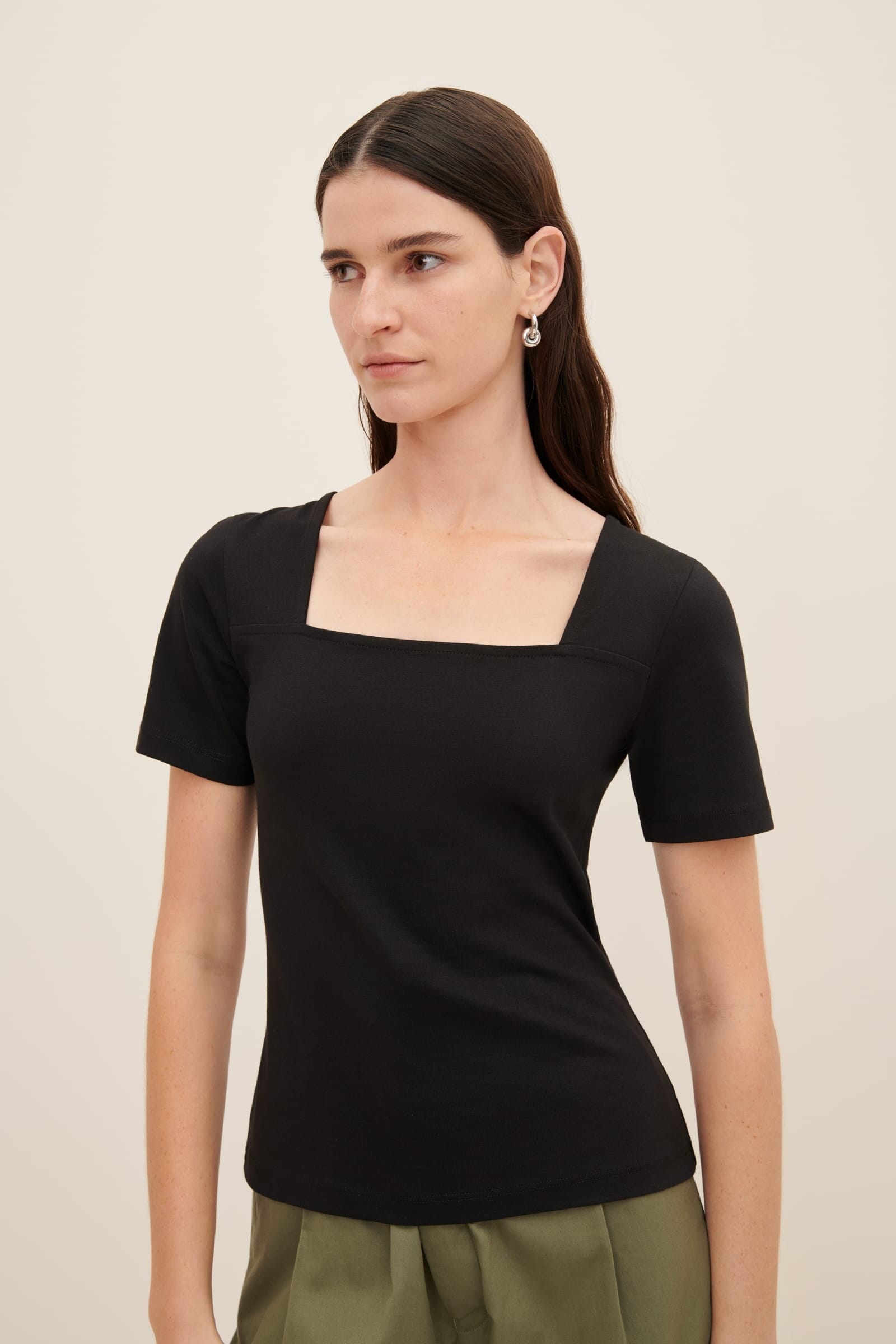 Kowtow | Square Neck Tee In Black- SHOP YUCCA Shirts & Tops KOWTOW - YUCCA 