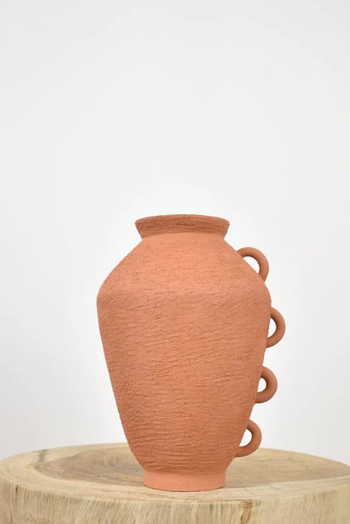 Ruby Bell Ceramics | Perforated Urn With Rings In Terracotta - SHOP YUCCA Sculptures & Statues RUBY BELL CERAMICS - YUCCA 